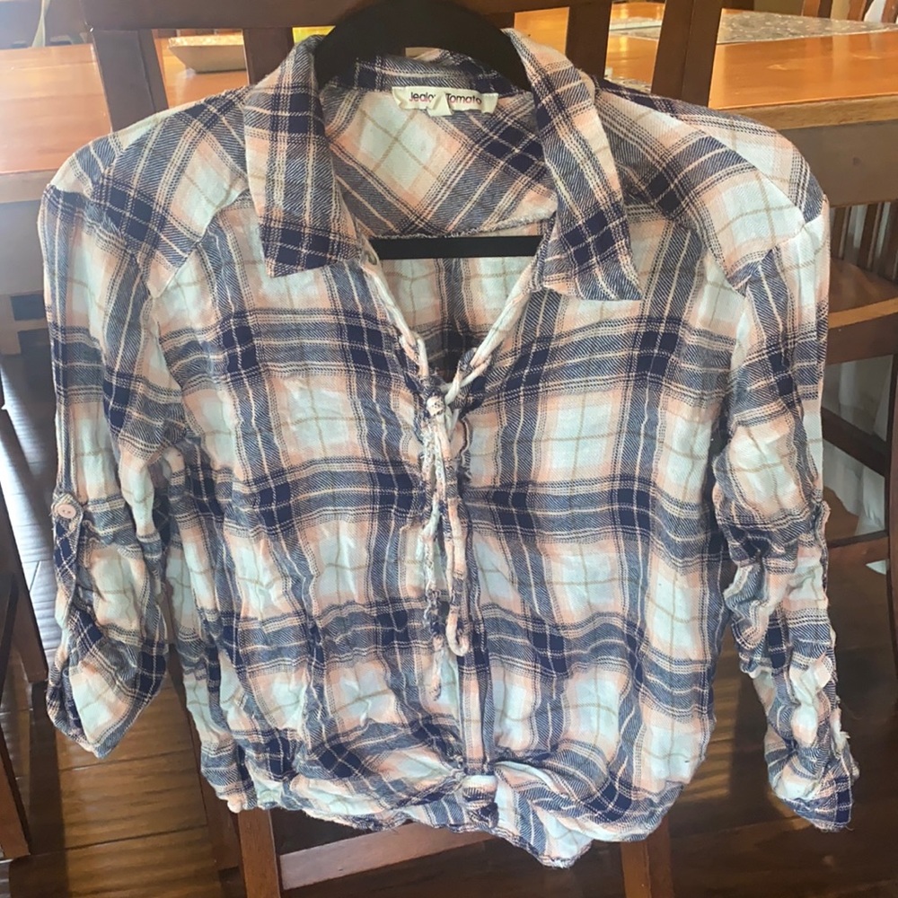 S plaid blouse
